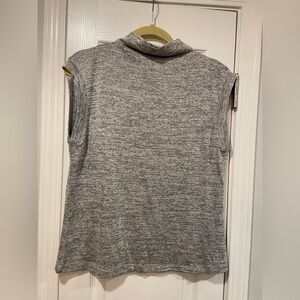 Tahari Size M Gray Heather Mock Drape Neck Sleeveless Knit Pullover Top